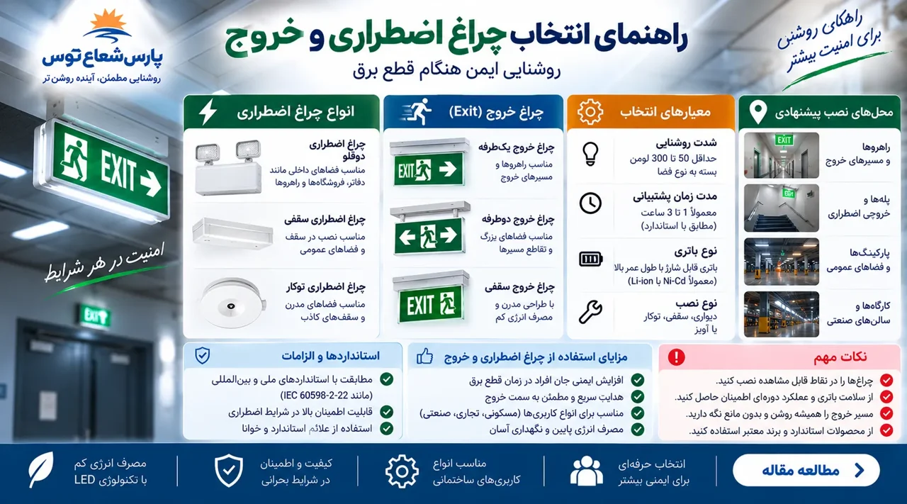 راهنمای انتخاب چراغ اضطراری و خروج؛ روشنایی ایمن هنگام قطع برق