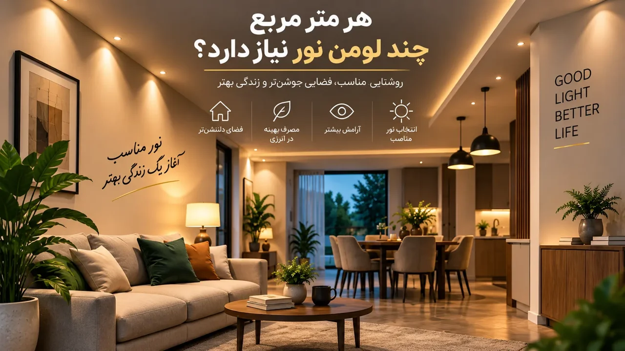 هر متر مربع چند لومن نور نیاز دارد؟ جدول لوکس و روش محاسبه روشنایی